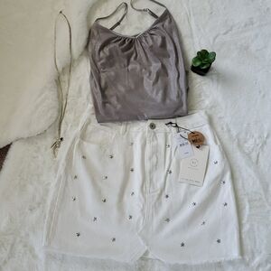 "91 COTTON ON" WHITE A-LINE MINI SKIRT